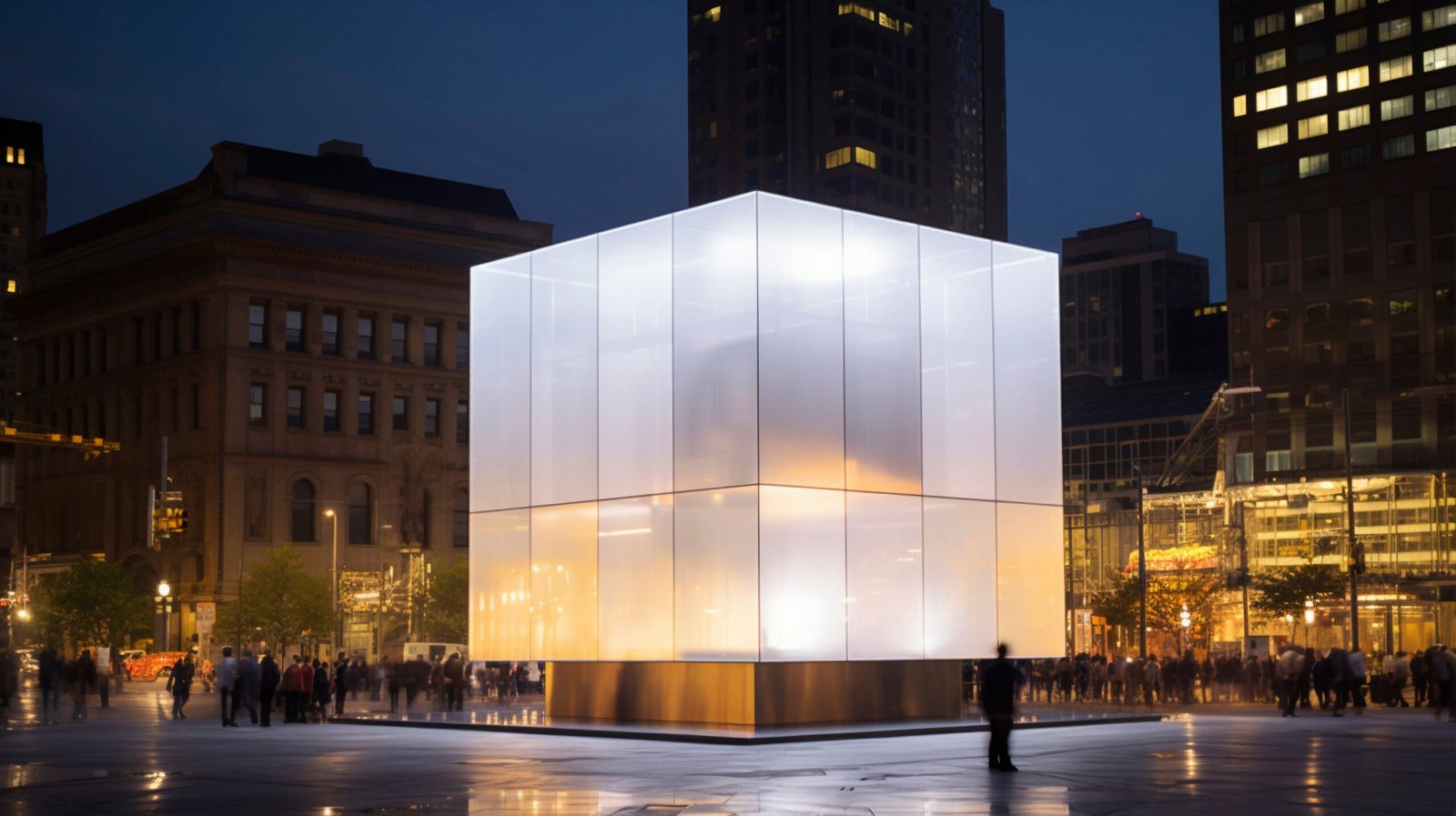 3d rendering cube building scaled