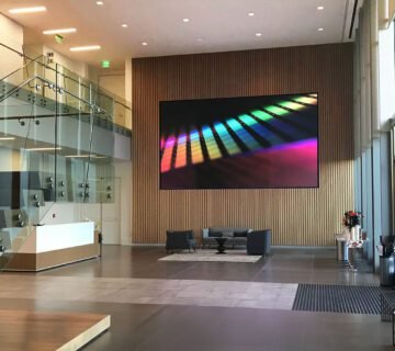 Indoor LED screen installation in Dubai showroom by Makers24