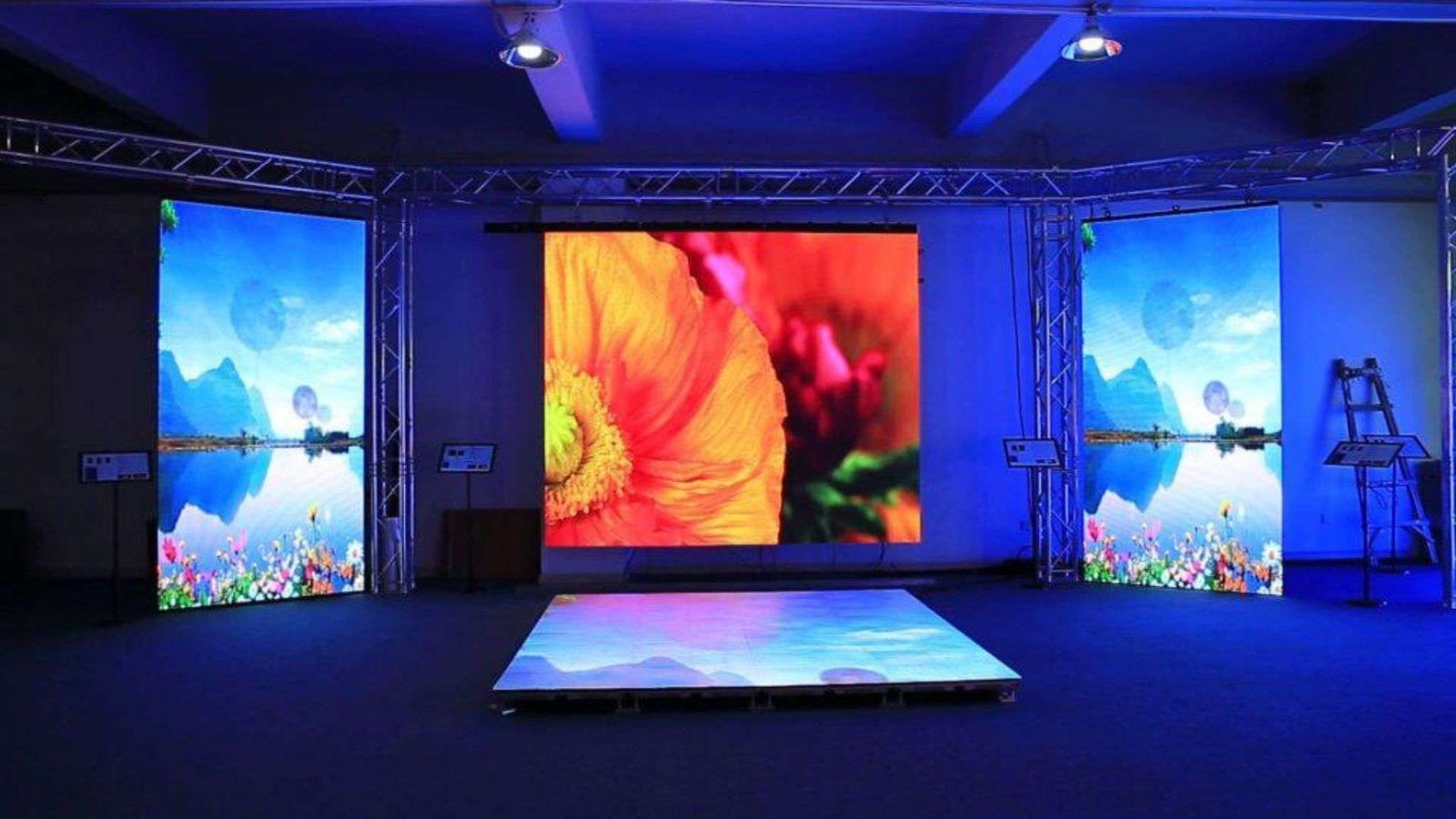 Event LED screen setup being rented for an exhibition in Dubai